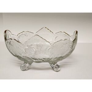 Vintage Lombardi Gold Trim by Jeannette Glass Company 10" 4 Toed Footed Bowl